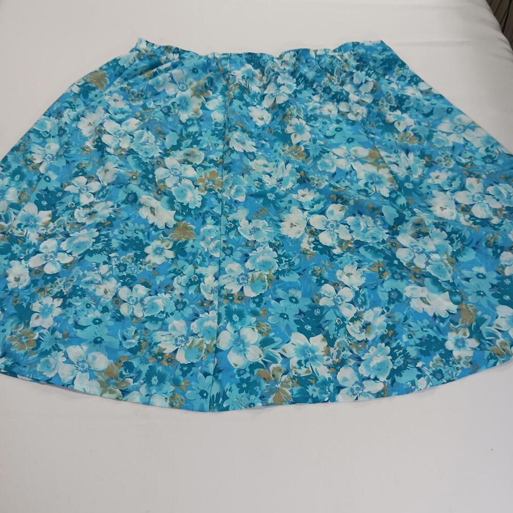 Elastic Waist JSKSS2E Women's Blue Floral Pull-On Skirt Size 2XL Waist 40"